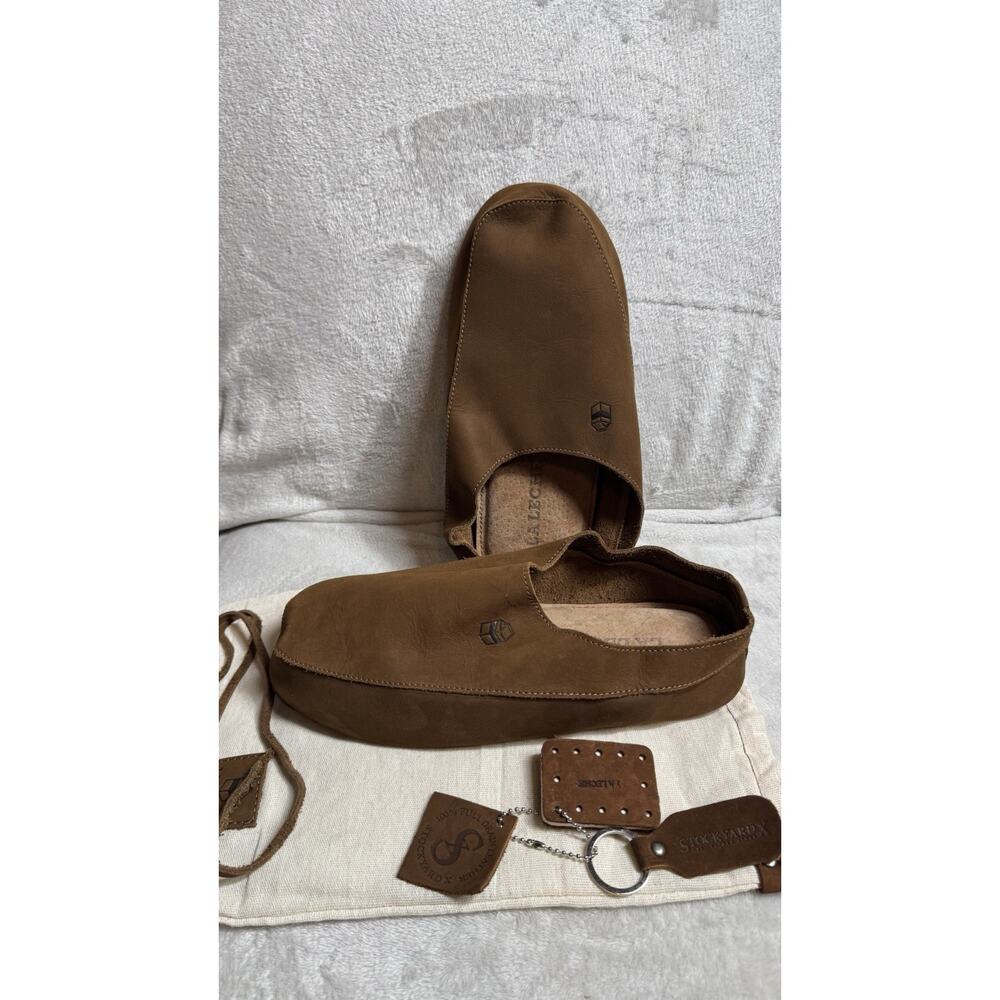 StockyardX La Leche NEW Mens Japanese Slippers Sz 10 Brown 100% Leather Handmade